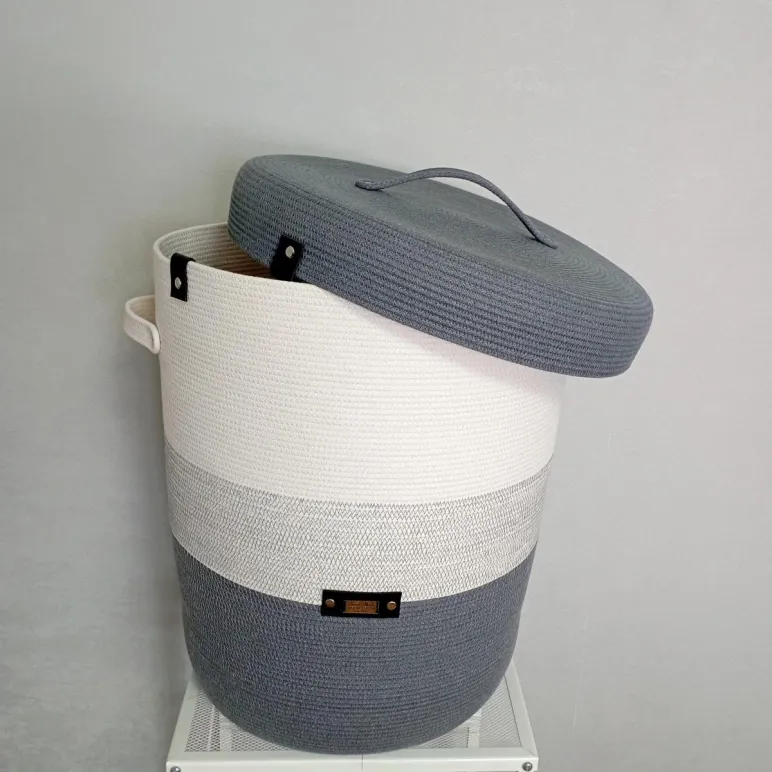 Корзина из хлопкового шнура ручной работы