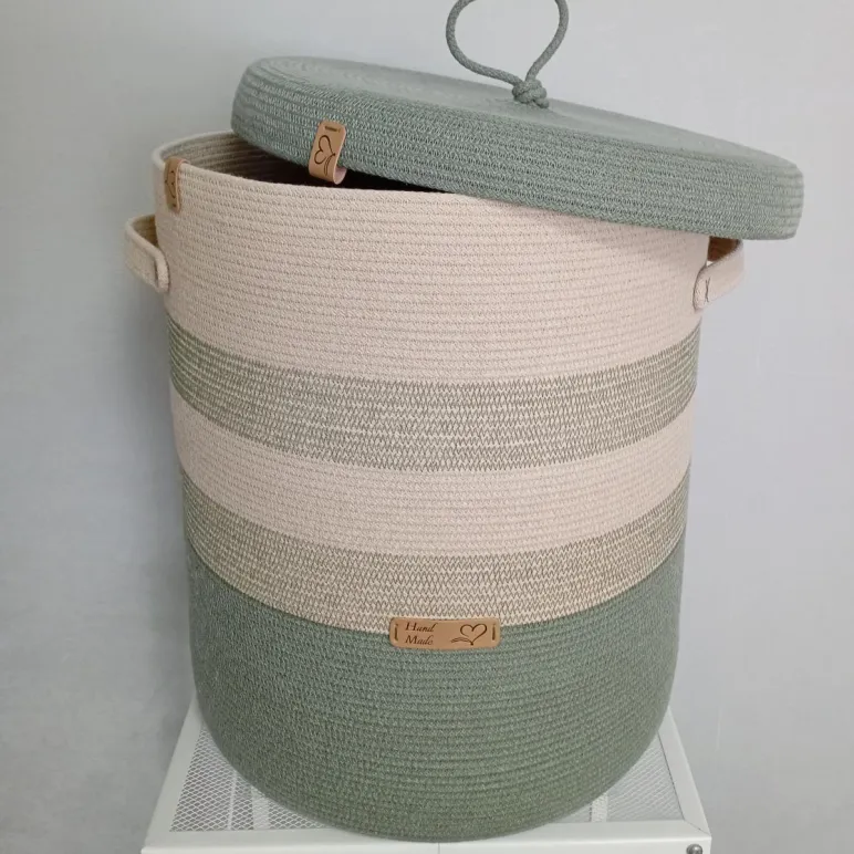 Корзина из хлопкового шнура ручной работы