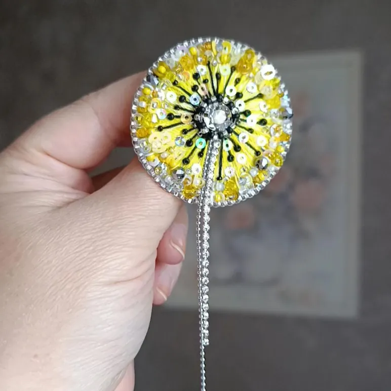 Брошь Одуванчик желтый