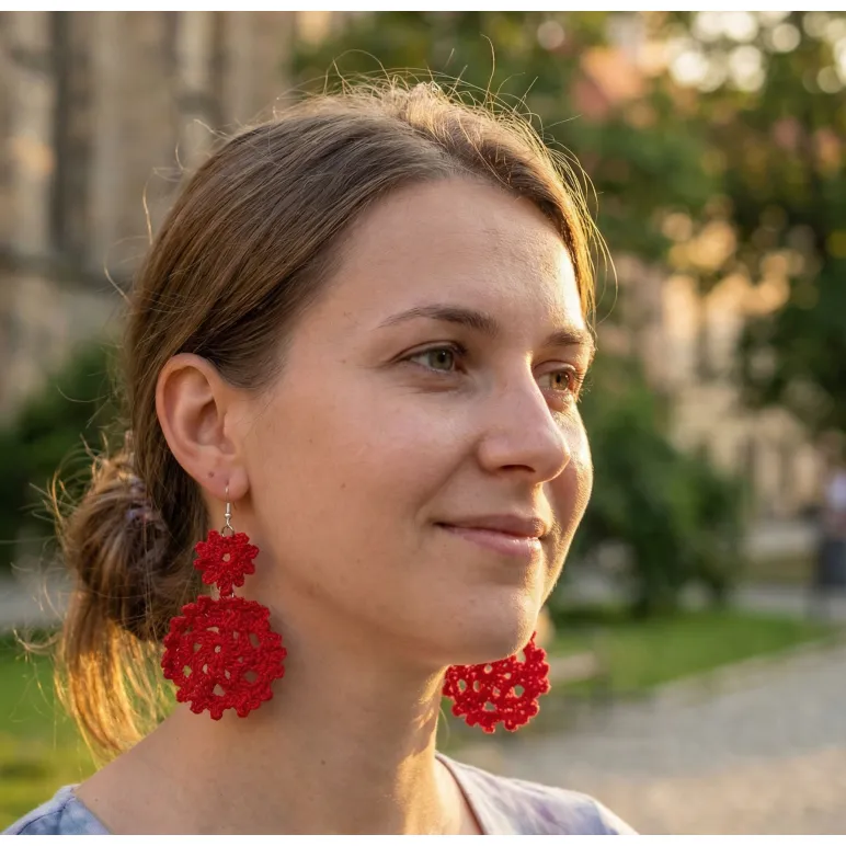 Вязанные сережки солнце