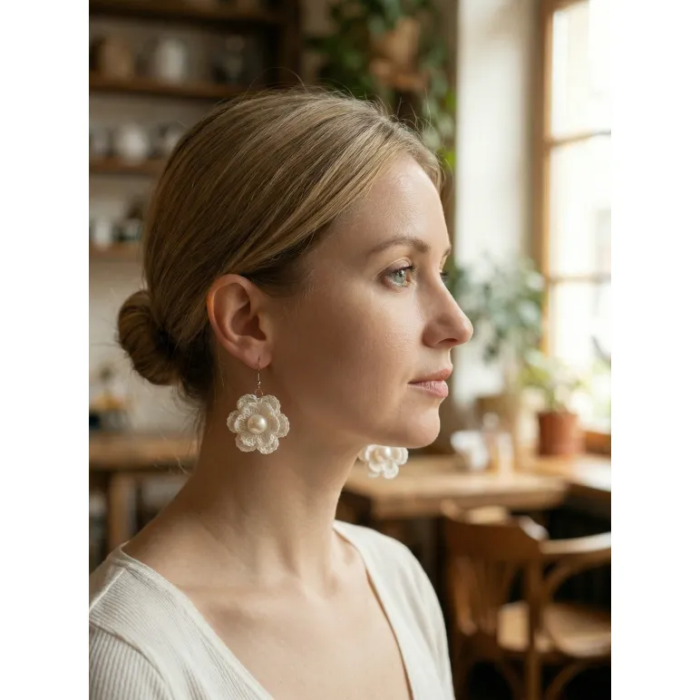 Сережки цветочки белые