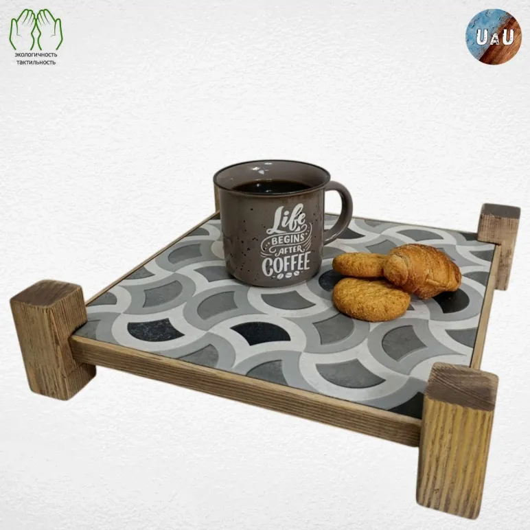 Поднос деревянный ручной работы (сосна, двойной)