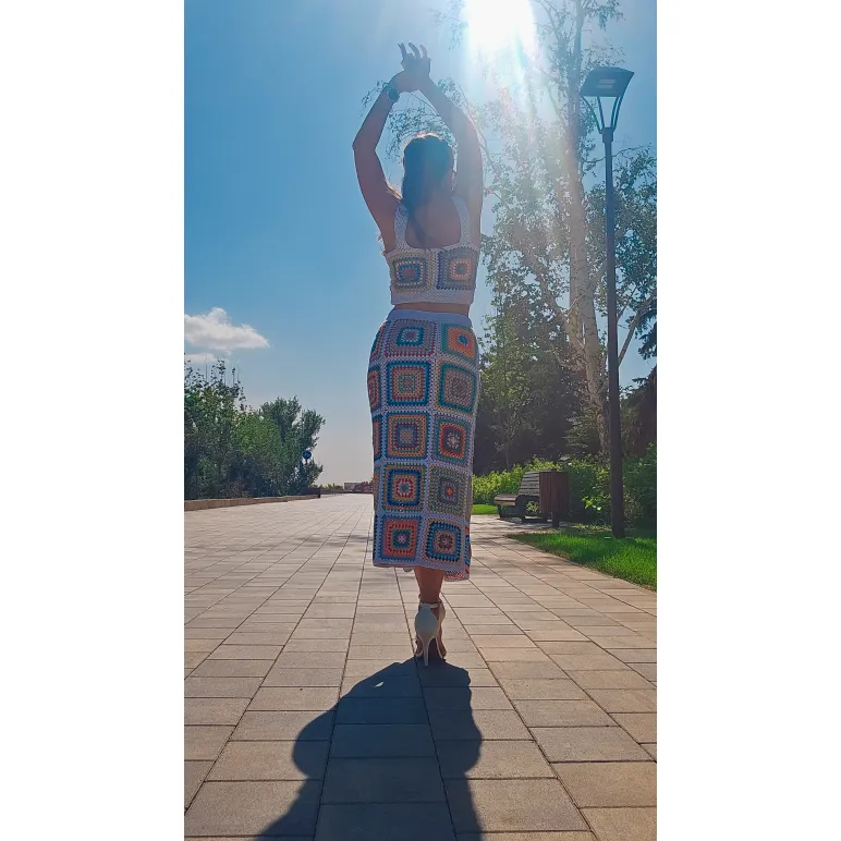 Костюм из хлопка вязаный крючком