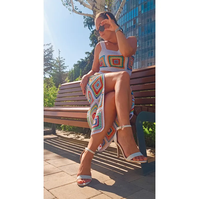 Костюм из хлопка вязаный крючком