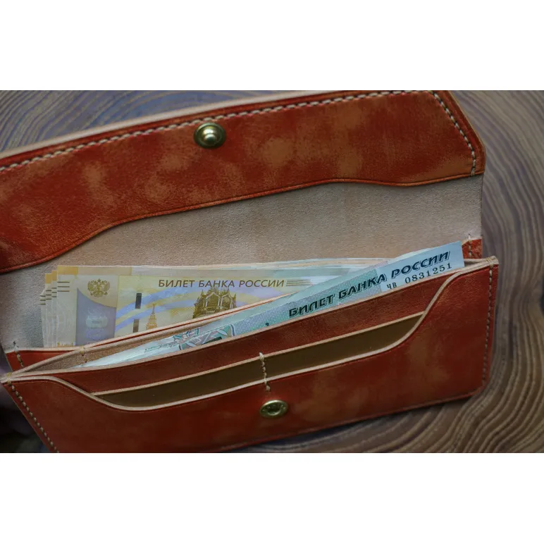 Кошелек из натуральной кожи, ручной работы