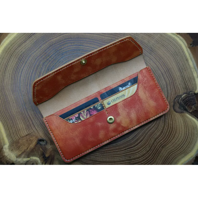 Кошелек из натуральной кожи, ручной работы