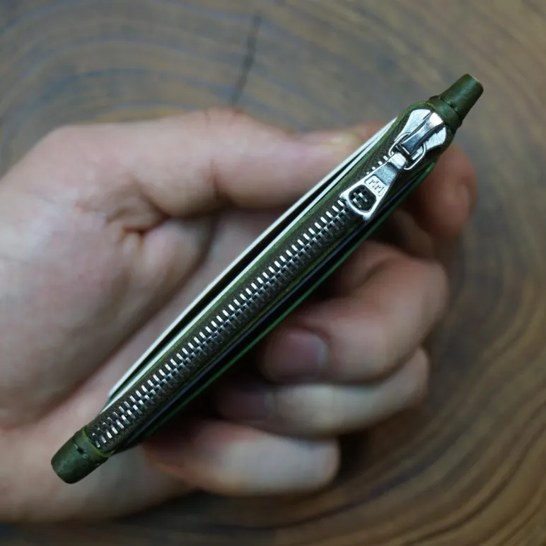 Картхолдер на молнии из натуральной кожи, ручная работа