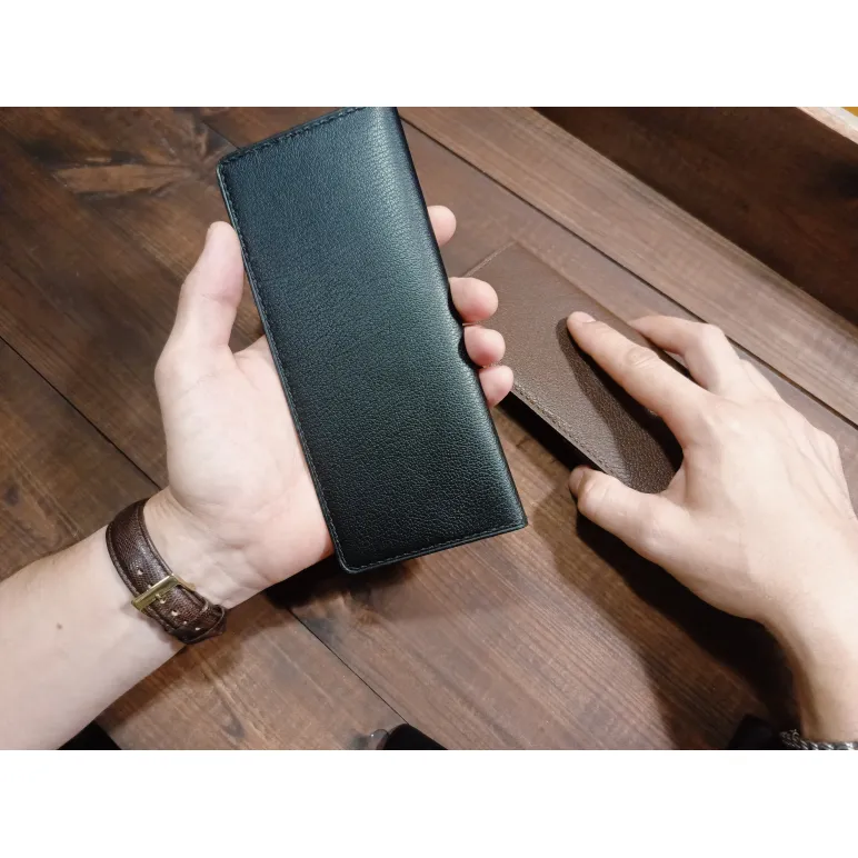 Кошелек из натуральной кожи, ручной работы, бифолд-лонгер