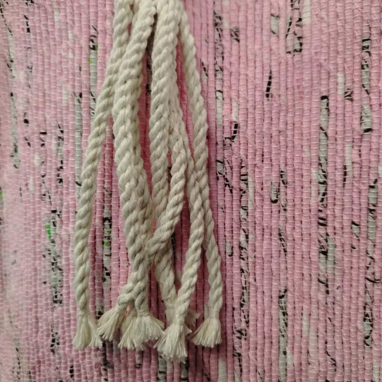 Сумка шопер из хлопка розовый. Ручное ткачество.