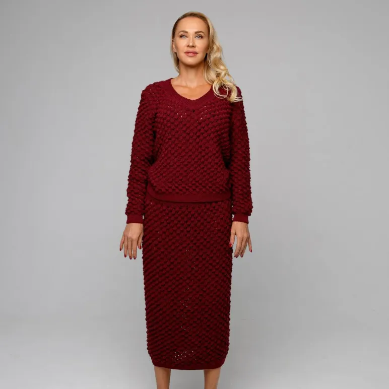 Костюм вязаный юбка и джемпер из премиальной итальянской пряжи 100%