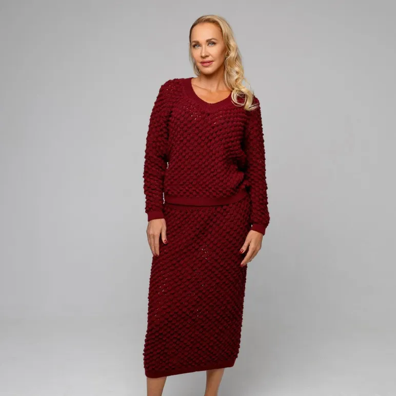 Костюм вязаный юбка и джемпер из премиальной итальянской пряжи 100%