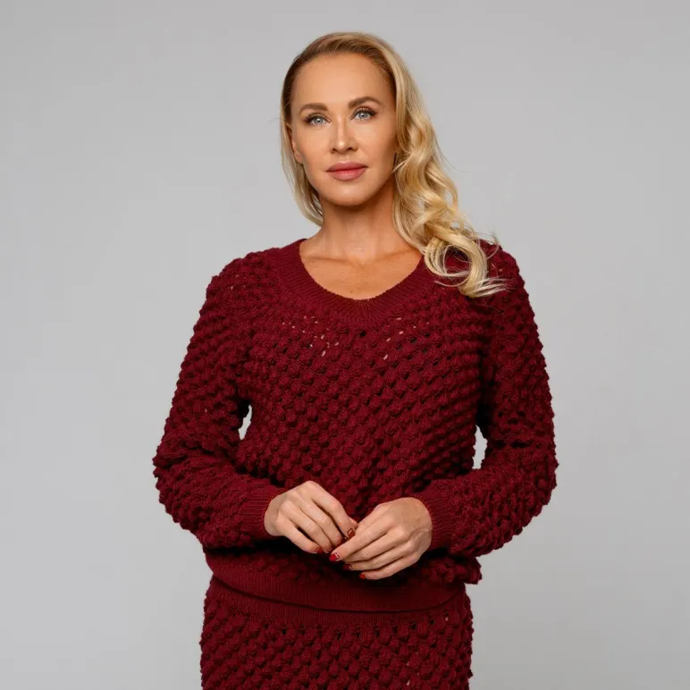 Костюм вязаный юбка и джемпер из премиальной итальянской пряжи 100%