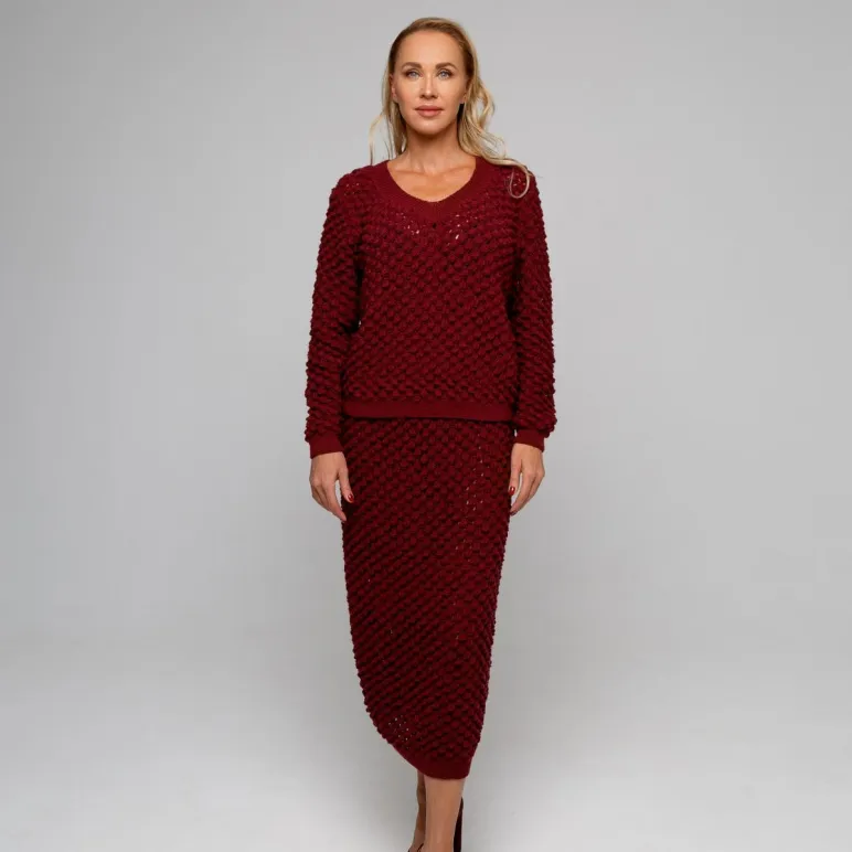Костюм вязаный юбка и джемпер из премиальной итальянской пряжи 100%