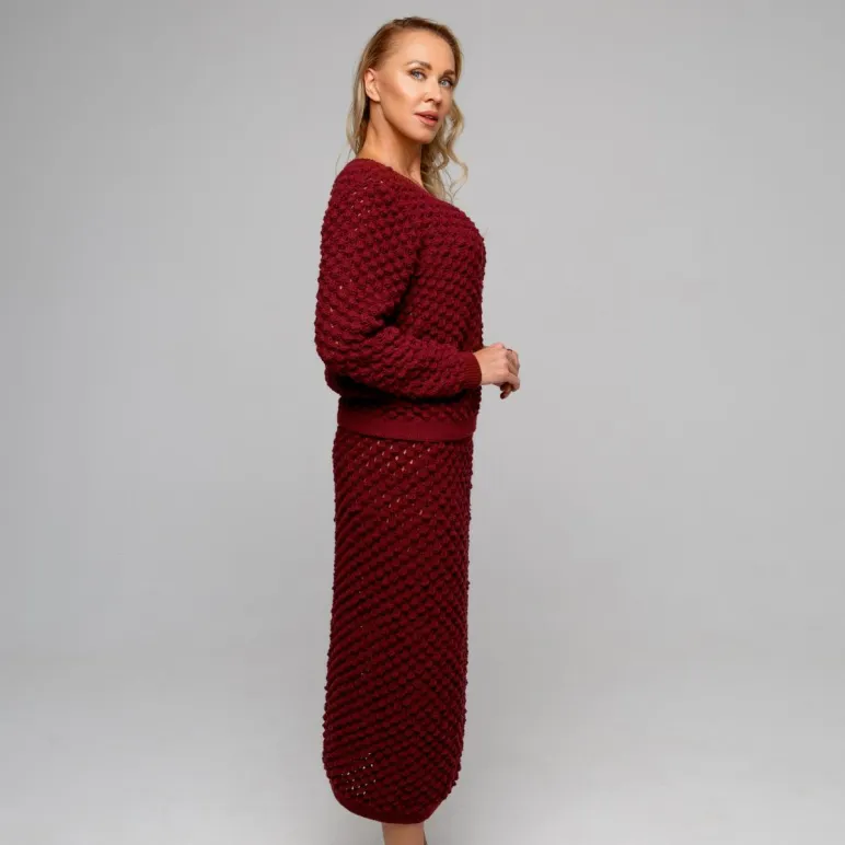 Костюм вязаный юбка и джемпер из премиальной итальянской пряжи 100%