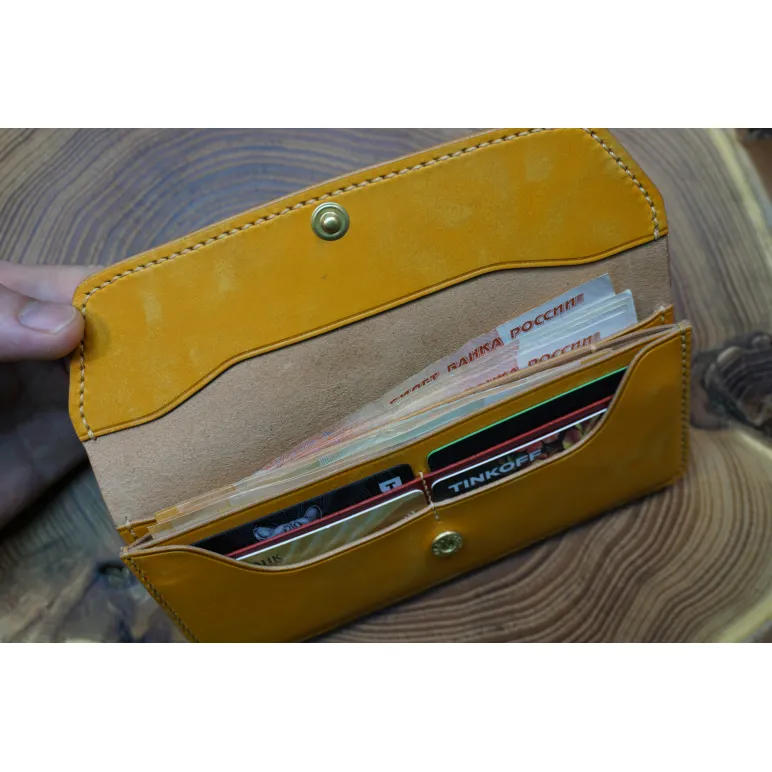 Кошелек из натуральной кожи, ручной работы