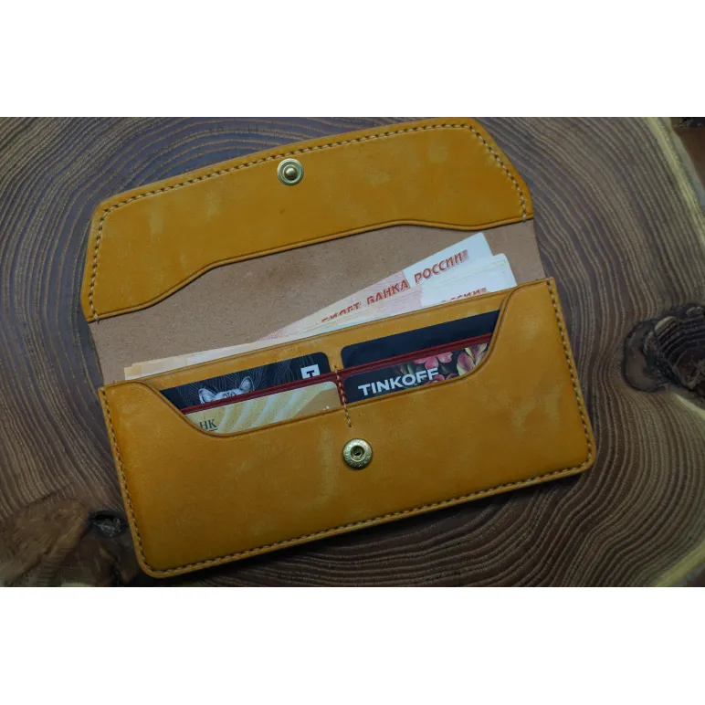Кошелек из натуральной кожи, ручной работы