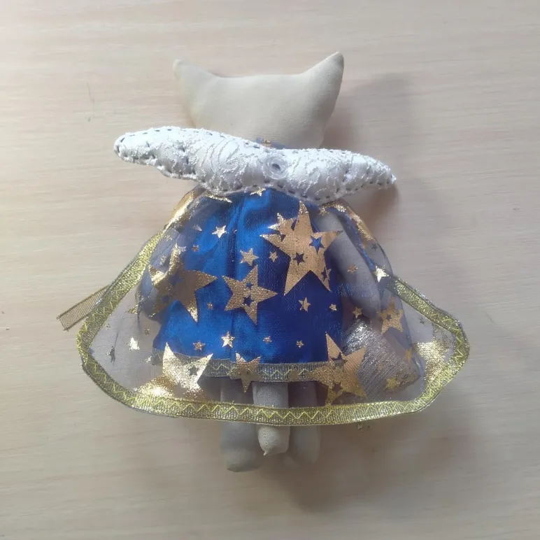 текстильная кукла Спящий ангел котенок