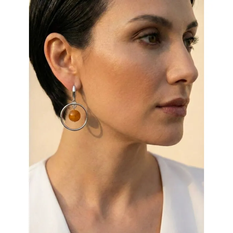 Асимметричные серьги ручной работы с пиритом и симбирцитом «Галактика» в стиле геометрия