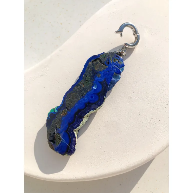 Кулон-подвеска из натурального азурита «Горный ручей» ручной работы