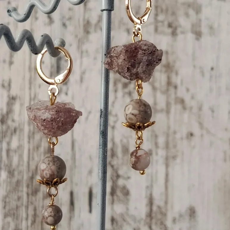 Серьги с кварцем и майфаном