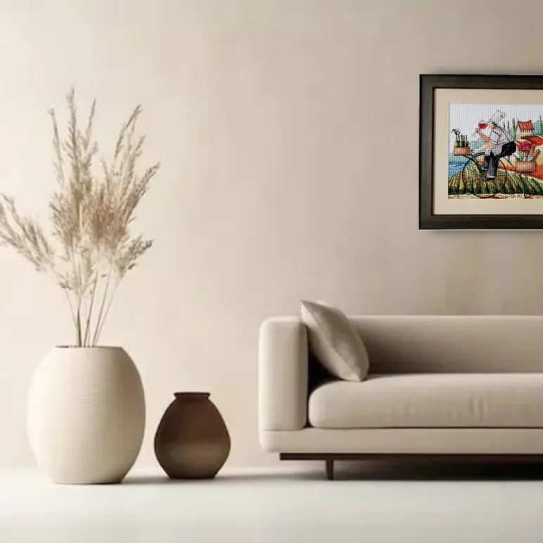 Картина вышитая крестом "Повар" 55х54 см