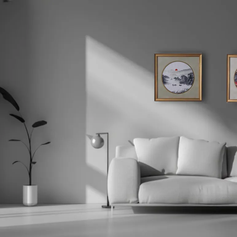 Вышитая крестом картина "Восточный осенний пейзаж"