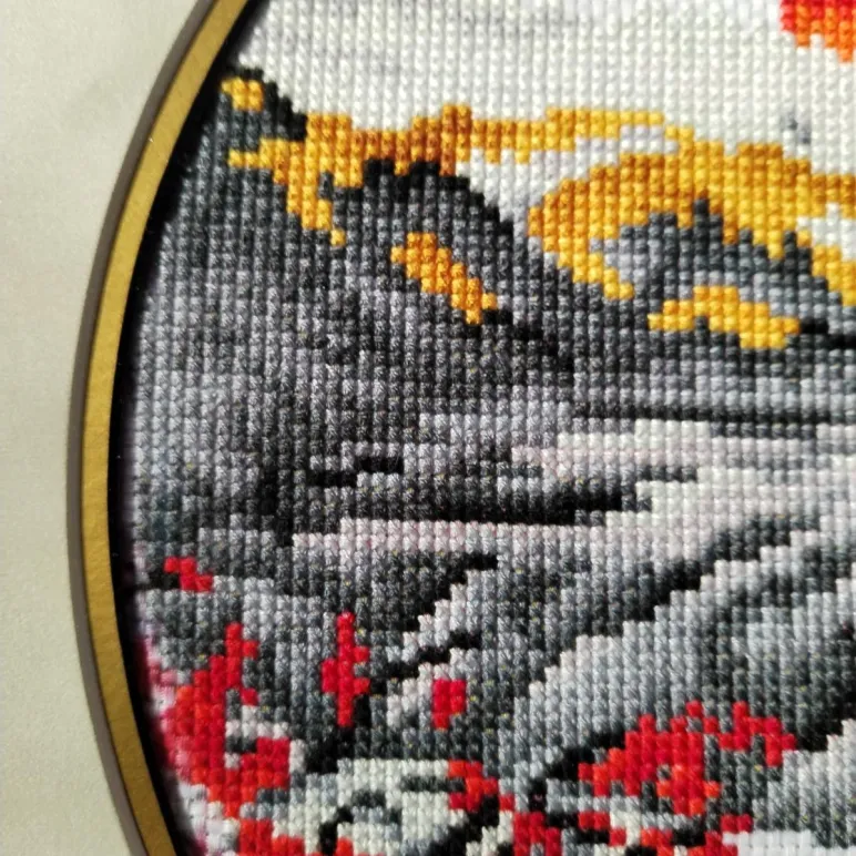 Вышитая крестом картина "Восточный осенний пейзаж"