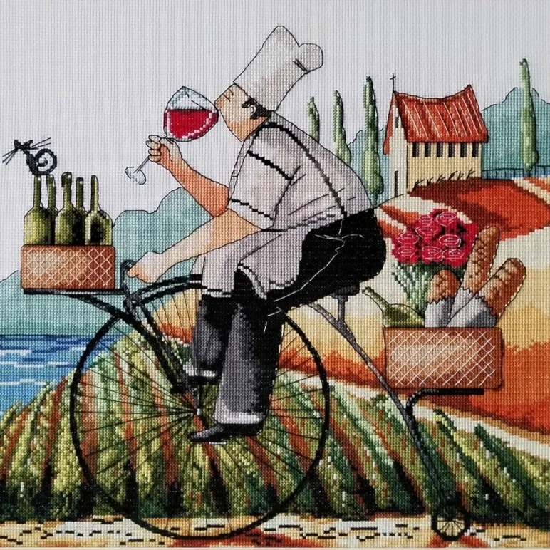 Картина вышитая крестом "Повар" 55х54 см