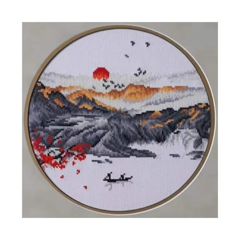 Вышитая крестом картина "Восточный осенний пейзаж"