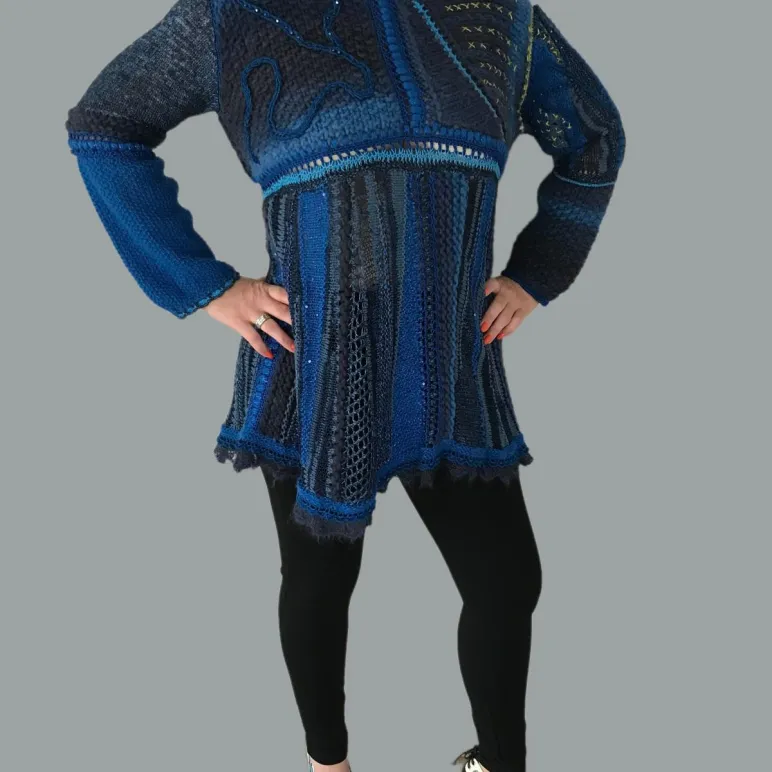 ТЕМНО-СИНИЙ свитер-туника