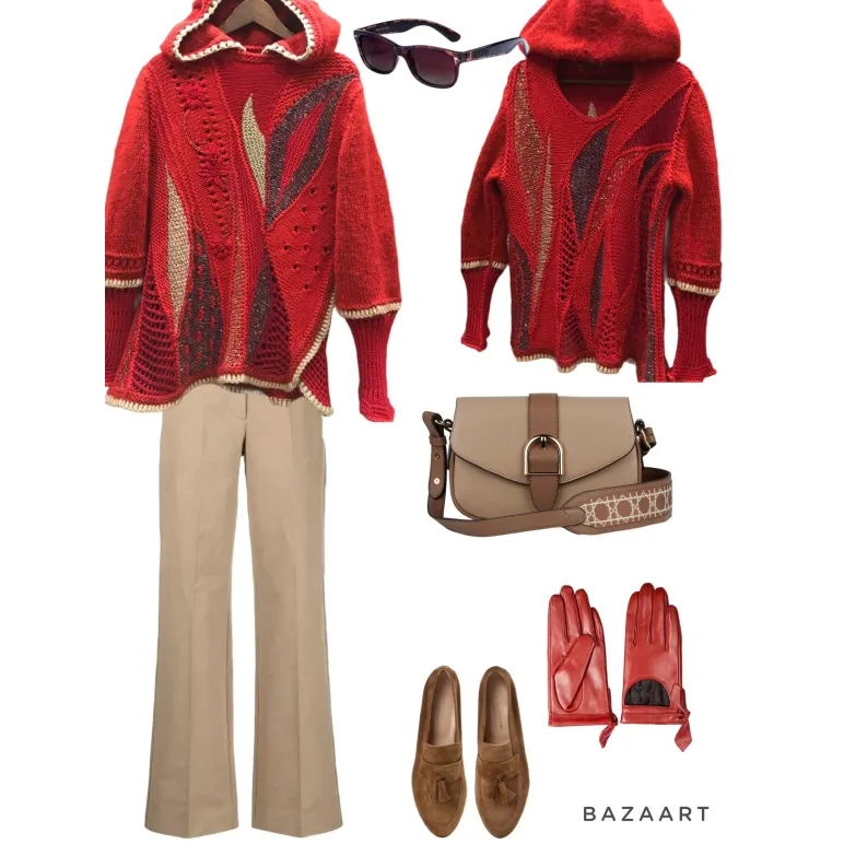 АЛЫЙ БАРХАТ красный джемпер с капюшоном