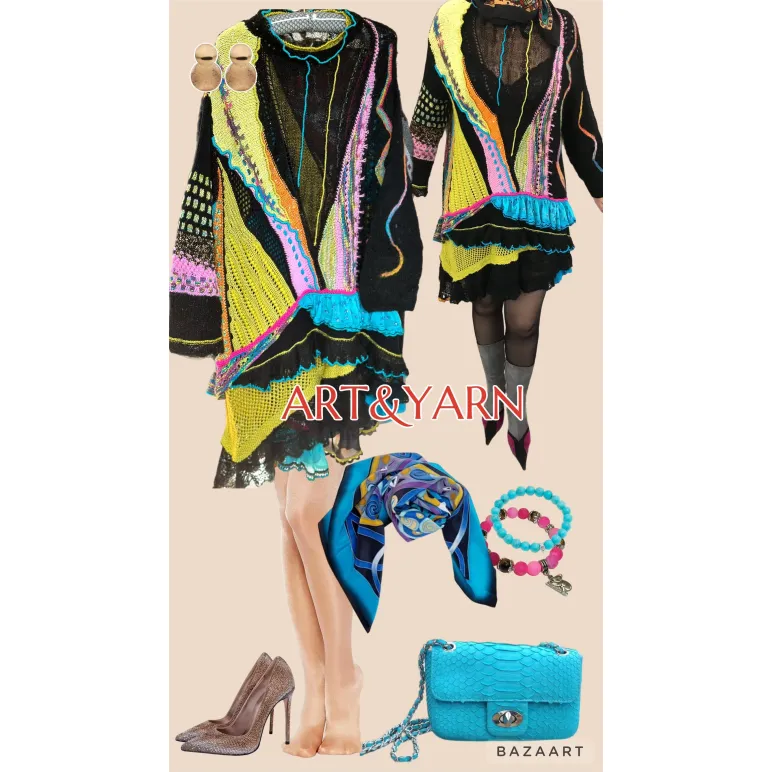 КОЛОМБИНА арт-платье ручной вязки