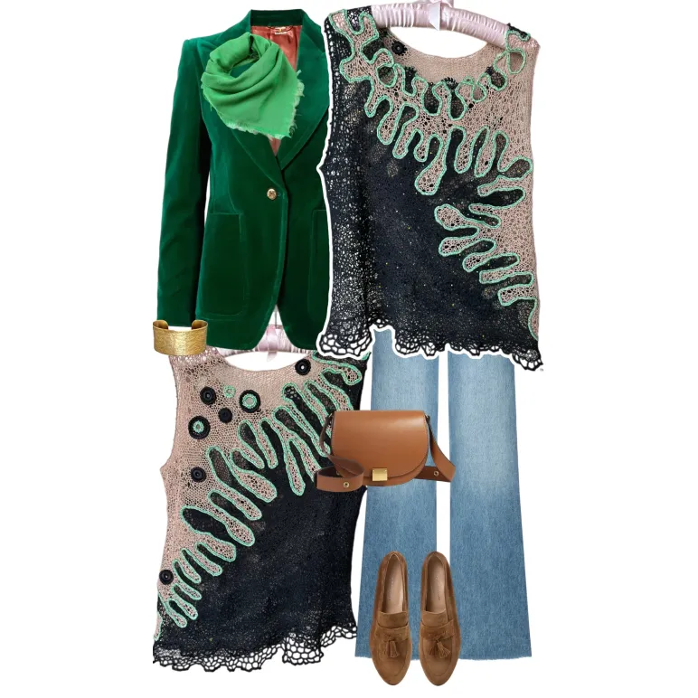 МЕКСИКА топ (жилет) ручной работы