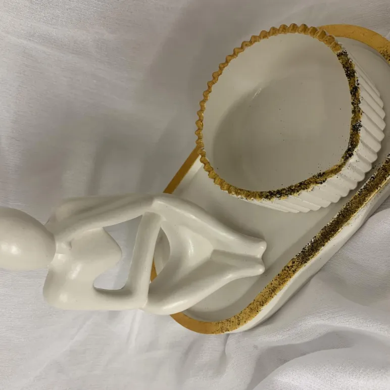 Набор поднос, статуэтка, шкатулка Мыслитель белый