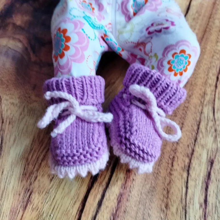 Пинетки вязаные из шерсти мериноса для новорожденного 0-6 мес