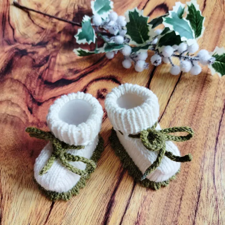 Пинетки вязаные из шерсти мериноса для новорожденного 0-6 мес
