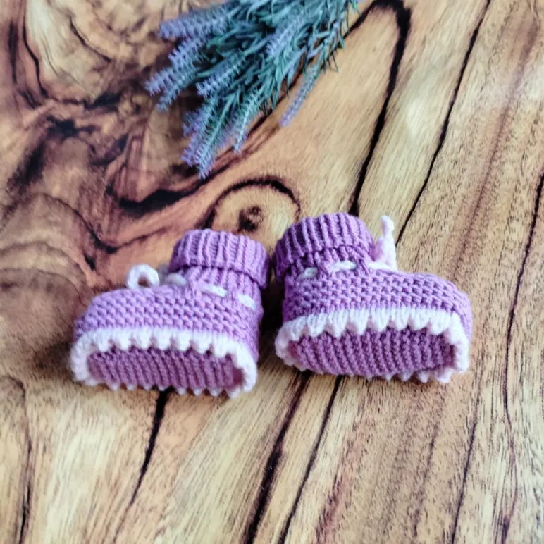 Пинетки вязаные из шерсти мериноса для новорожденного 0-6 мес