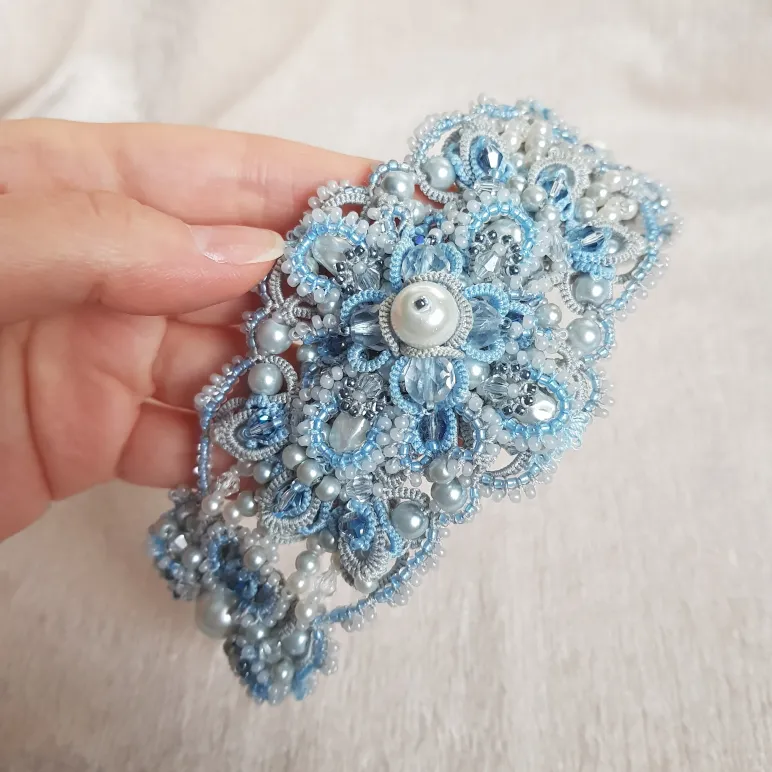 Браслет "Сапфир" фриволите