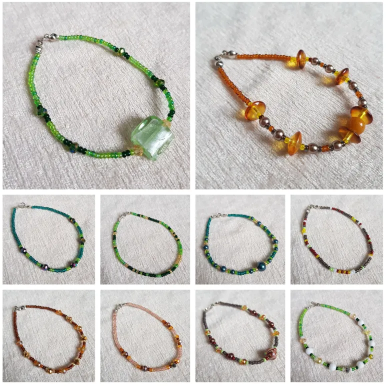 Браслеты из бисера с бусинами и кристаллами