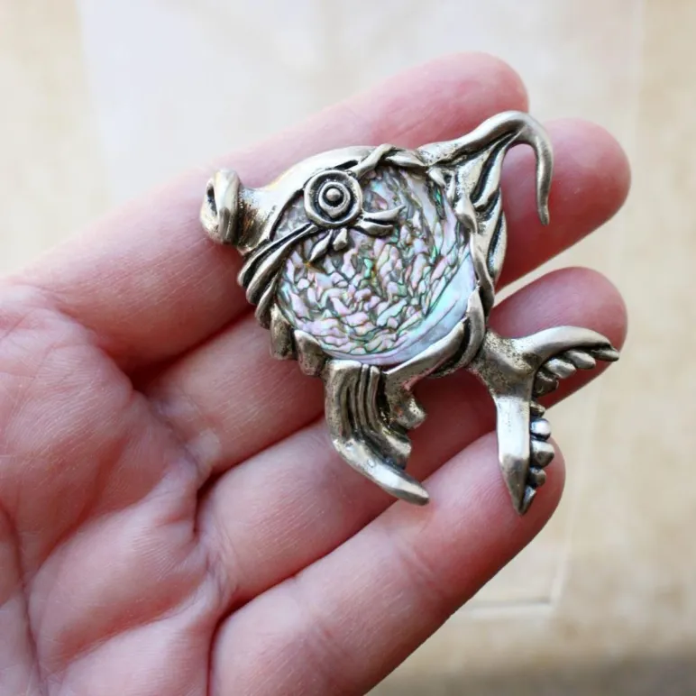 Коллекционная серебряная брошь 1960-е CYVRA