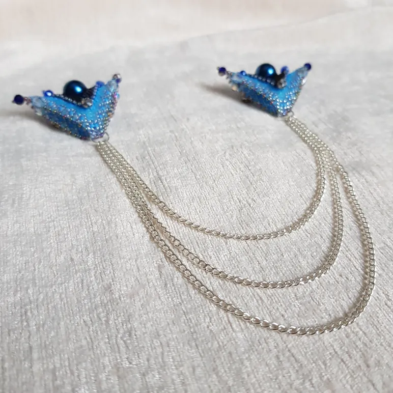 Подвеска, двойная брошь, серьги и серьги гвоздики "Вдохновение"