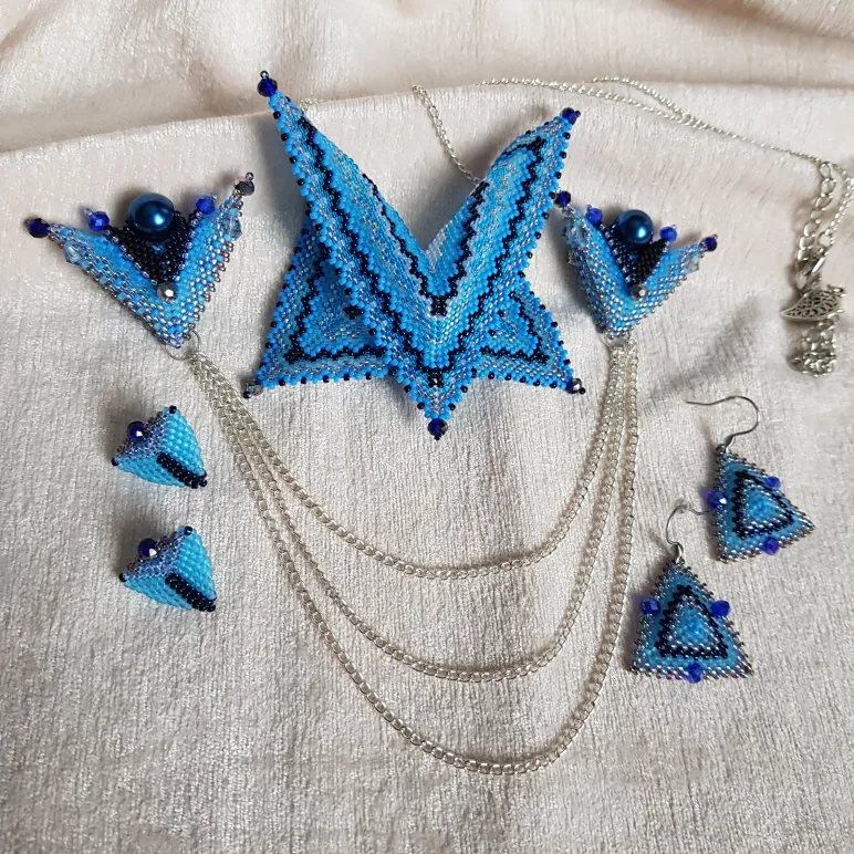 Подвеска, двойная брошь, серьги и серьги гвоздики "Вдохновение"