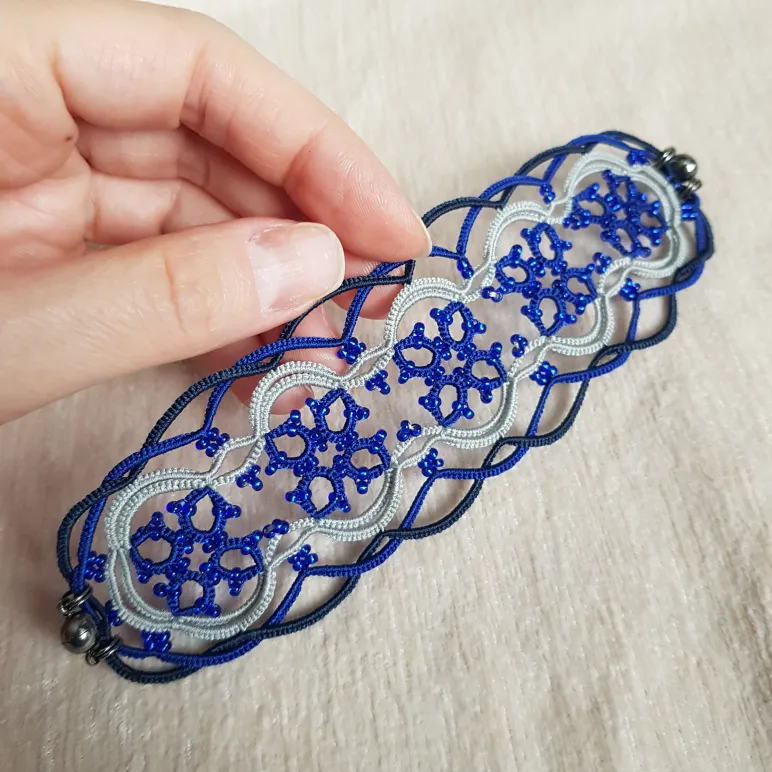 ​Браслет и серьги "Матрёшки" фриволите