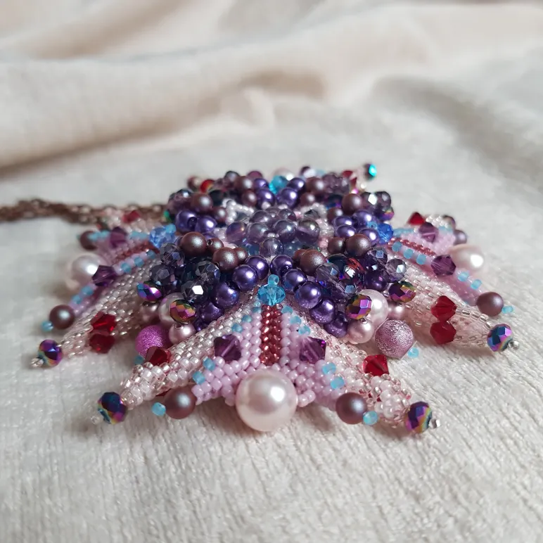 Брошь-орден-подвеска и Серьги "Жемчужная роза"