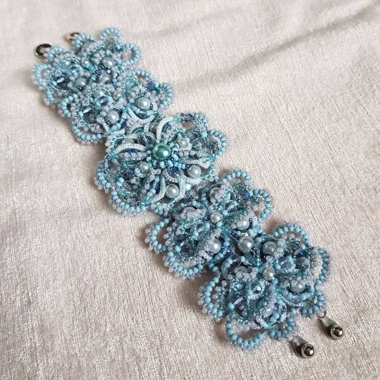 Браслет "Ларимар" фриволите