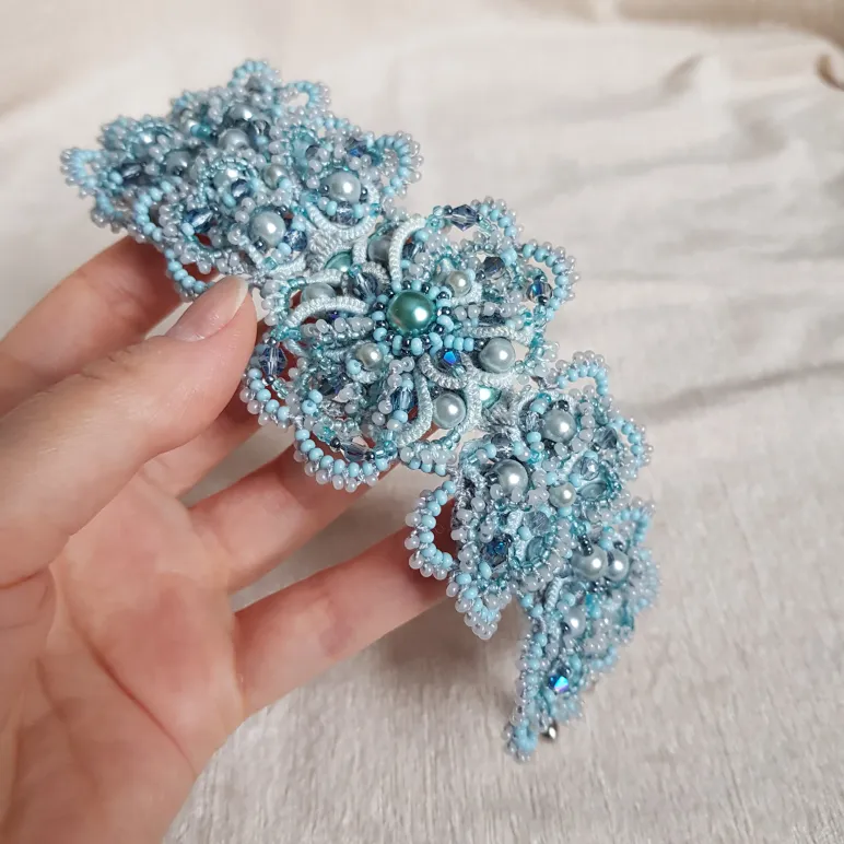 Браслет "Ларимар" фриволите