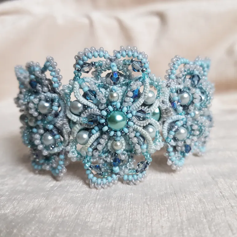 Браслет "Ларимар" фриволите