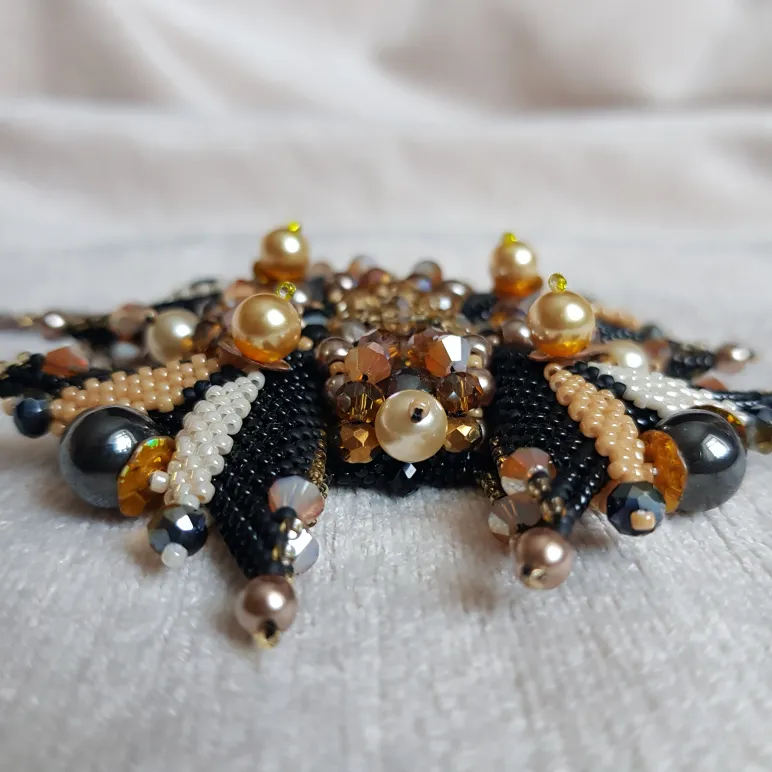 Брошь-орден-подвеска и Серьги "Гематит"