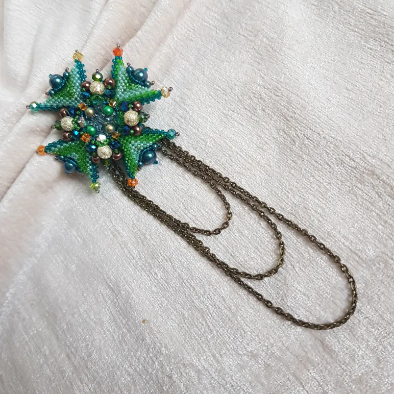 Брошь-орден-подвеска + Брошь и Серьги "Изумруд"