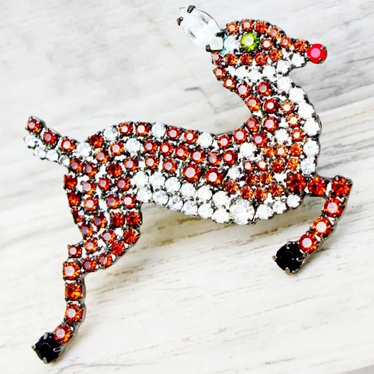 Винтажная, коллекционная брошь "Олень Рудольф" от BETTINA VON WALHOF